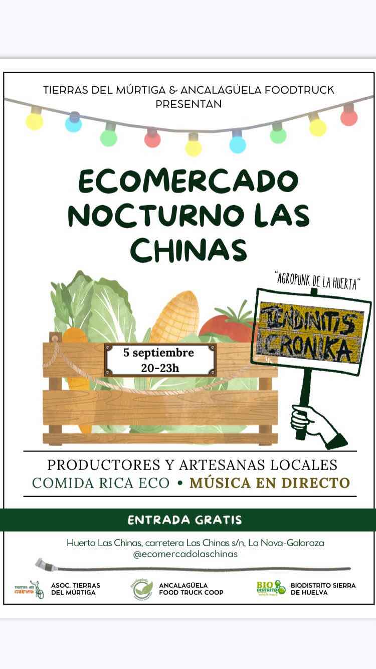 ECOMERCADO NOCTURNO DE LAS CHINAS. Productos ecológicos y artesanos, música en directo...