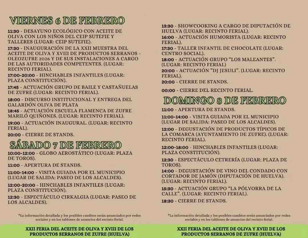 Oleozufre – Feria de Aceite de Oliva y Productos Serranos Zufre 2026